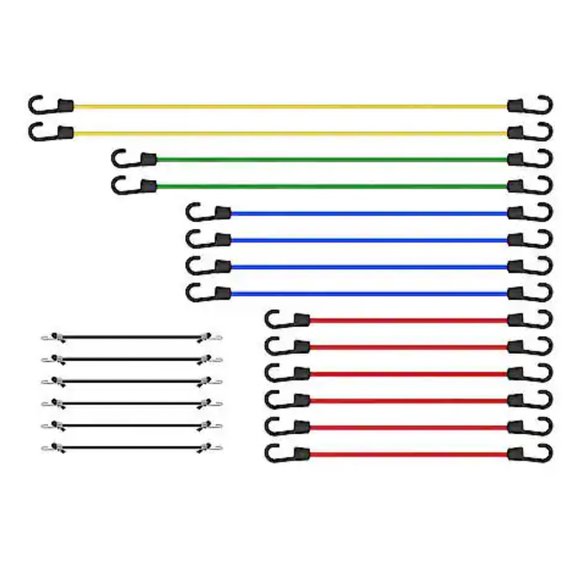 AutoCraft 20 Piece Bungee Cord Assortment: Heavy Duty Rubber with Hooks - New - Picture 2 of 2